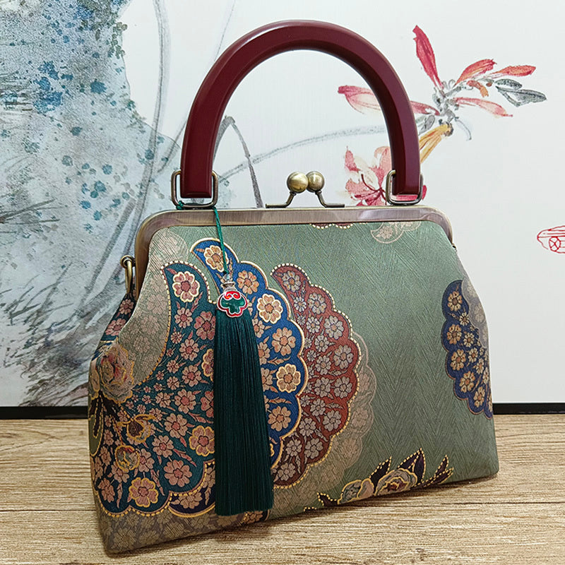Mothers Jacquard Chain Top Handle Clutch Handbag