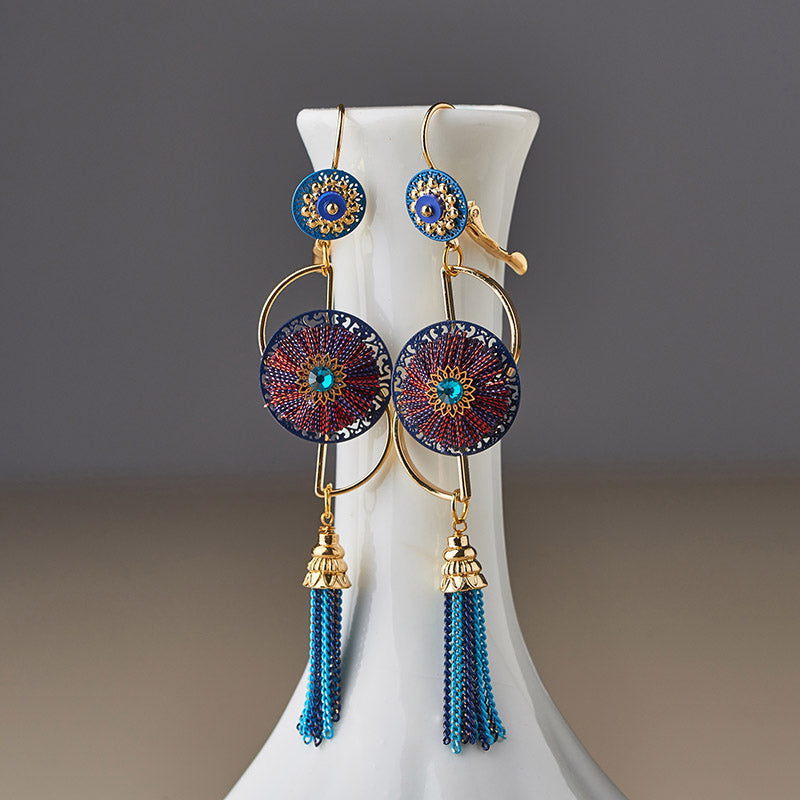Tassels Dangle Drop Clip On Pierced Earrings