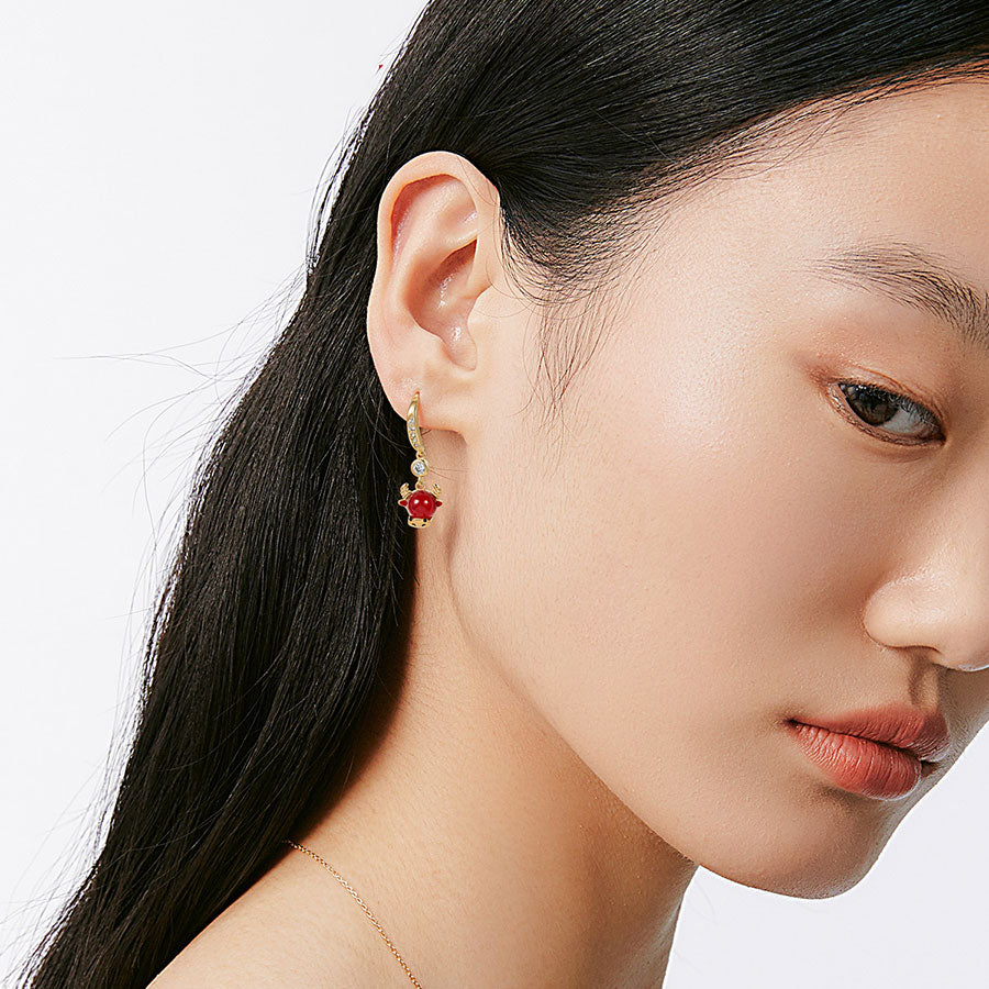 Ox Year Zircon Zodiac Animals Drop Dangle Earrings