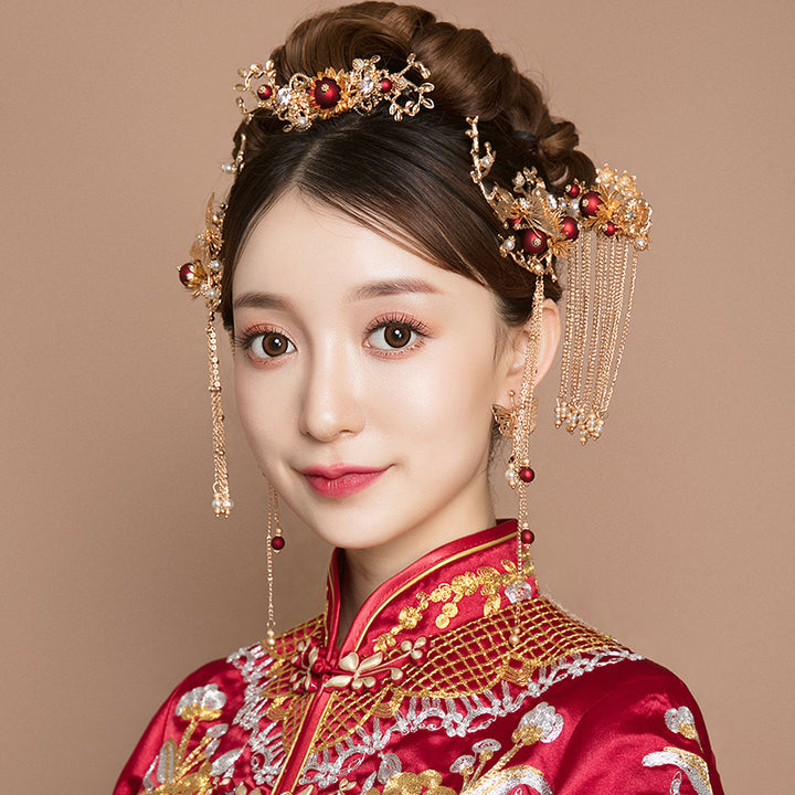 Traditional Chinese Dangling Tassels Bridal Hair Pins & Combs