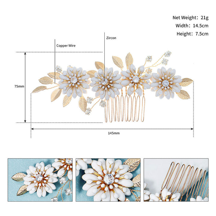 Baroque Flower Leaf Bride Wedding Hair Comb