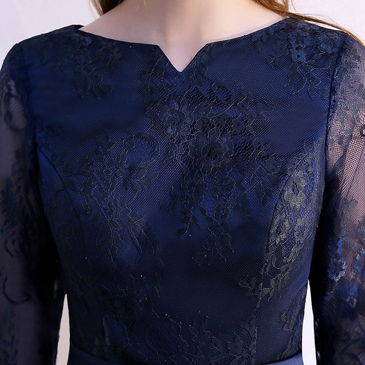 Blue Lace Overlay A-Line Mid Tea Dress
