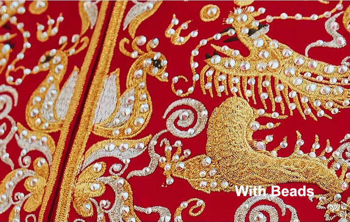 Beaded Embroidered Dragon Phoenix Wedding Bride Qungua