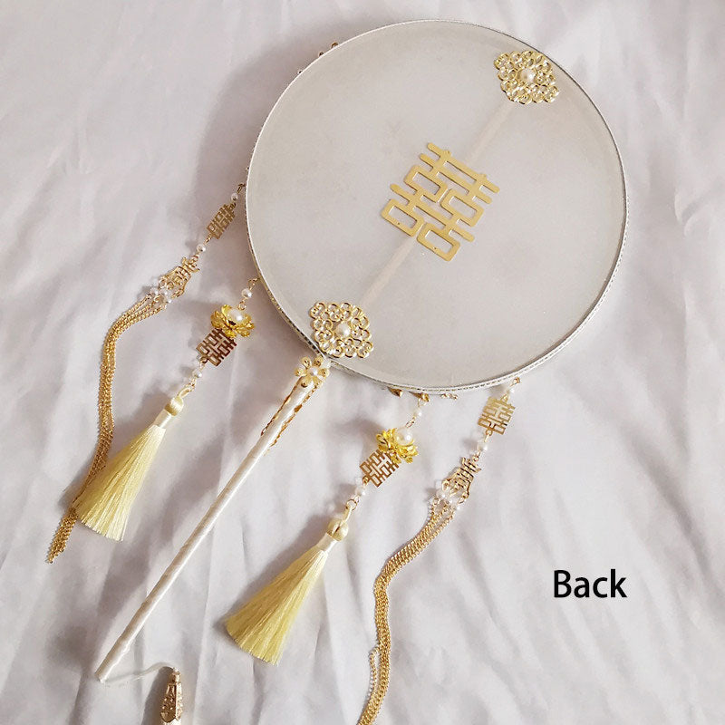 Vintage Pearl Floral Tassels Bride Hand Held Fans
