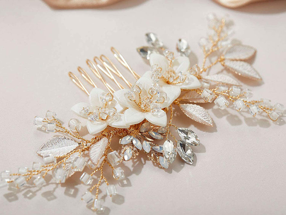 Crystal Flower Wedding Bride Bridesmaids Hair Comb Pin