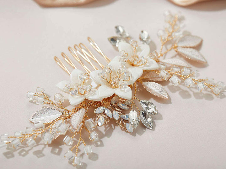 Crystal Flower Wedding Bride Bridesmaids Hair Comb Pin