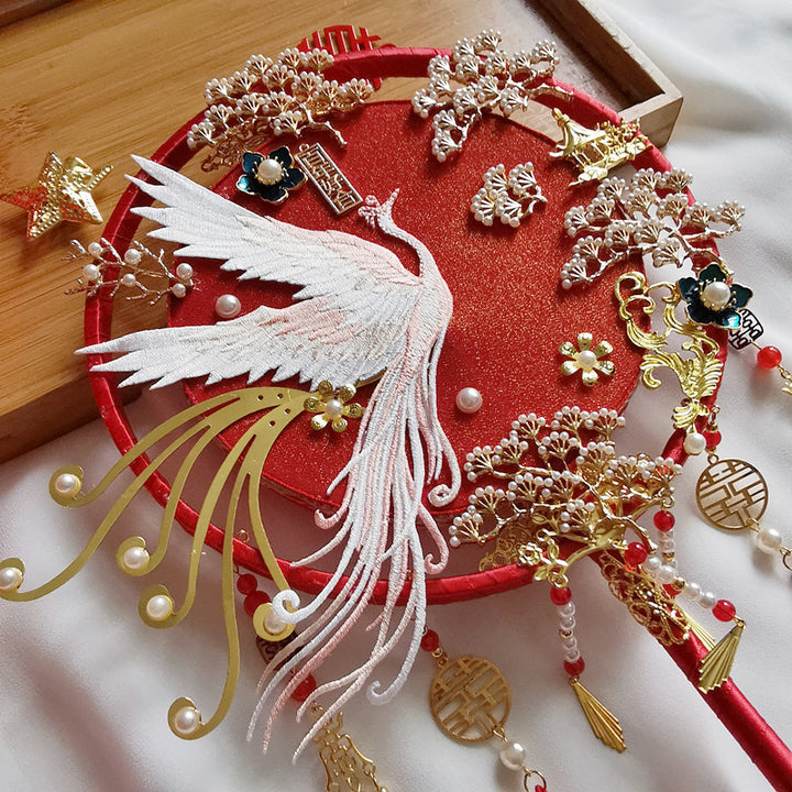 Chinese Vintage Phoenix Bride Hand Held Fans