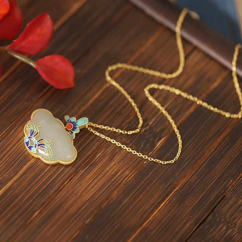 Jade Palace Longeval Lock Pendant Necklace Birthday Christmas Gift