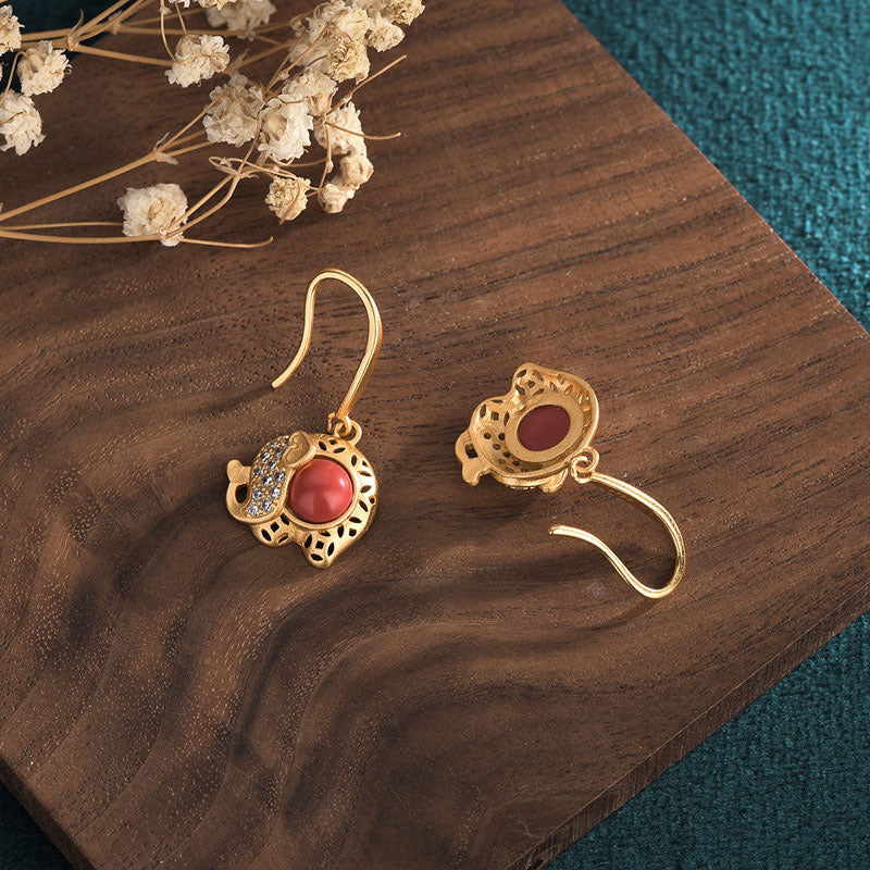 Cute Rhinestone Alloy Elephant Drop Dangle Earrings