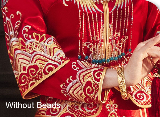 Red Embroidered Phoenix Wedding Bridal Qun Gua Xiuhe