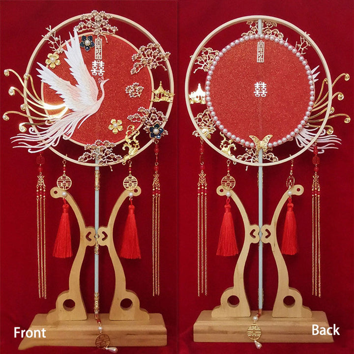 Chinese Vintage Phoenix Bride Hand Held Fans