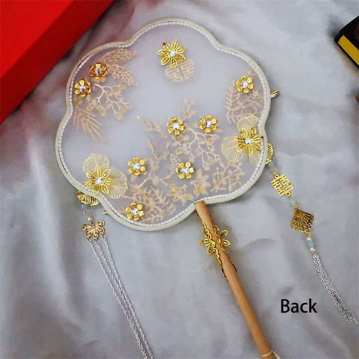 Vintage Crystal Floral Bride Hand Held Hexapetala Fans
