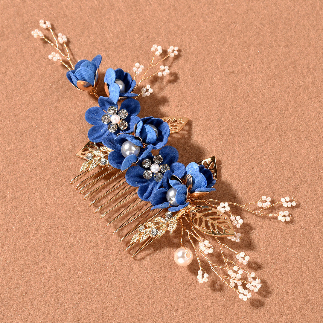 4 Pics Rhinestone Flower Bridesmaids Wedding Hair Combs Pins