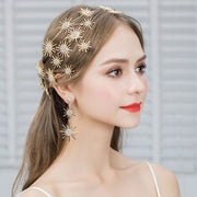 Crystal Beads Star Bridal Hair Vine Pins & Earring