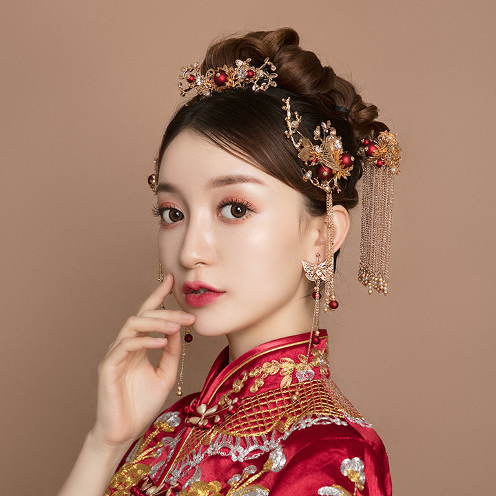 Traditional Chinese Dangling Tassels Bridal Hair Pins & Combs