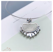 Jade Silver Longeval Lock Pendant Necklace Birthday Christmas Gift