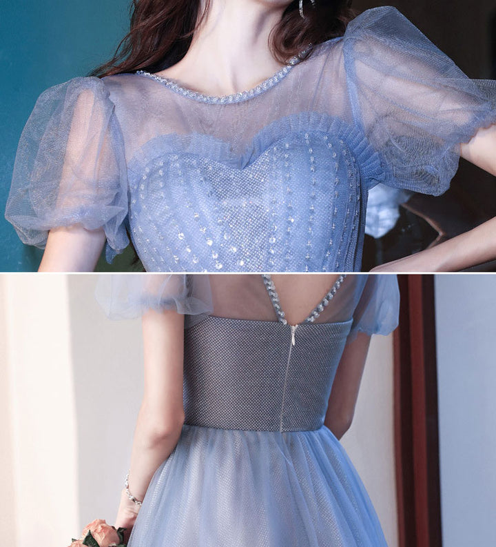 Blue Illusion Fit & Flare Sweetheart Neck Tea Dress