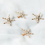 4 Pieces Pearl Crystal Starfish Hair Clips Set