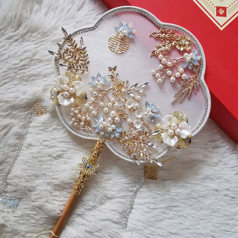 Vintage Crystal Floral Bride Hand Held Hexapetala Fans