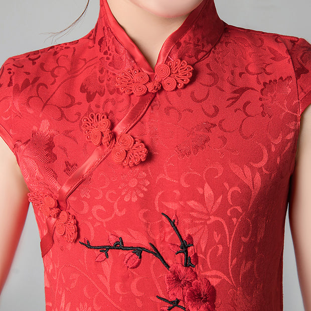 Red Embroidered Kids Girl's Qipao / Cheongsam Dress