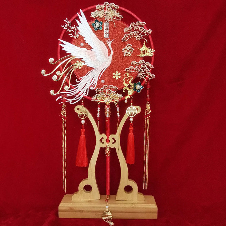 Chinese Vintage Phoenix Bride Hand Held Fans