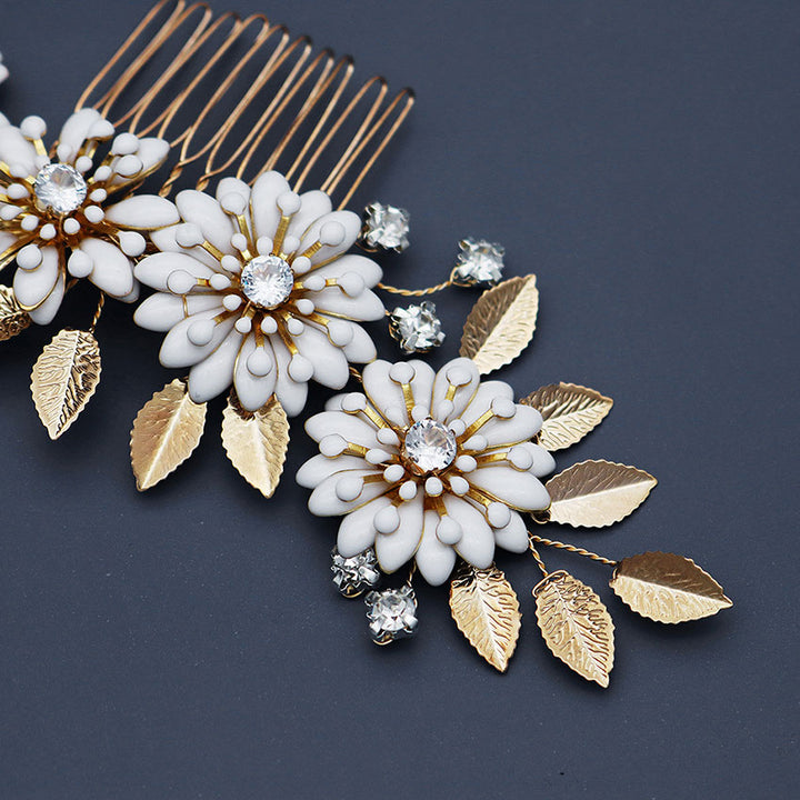 Baroque Flower Leaf Bride Wedding Hair Comb