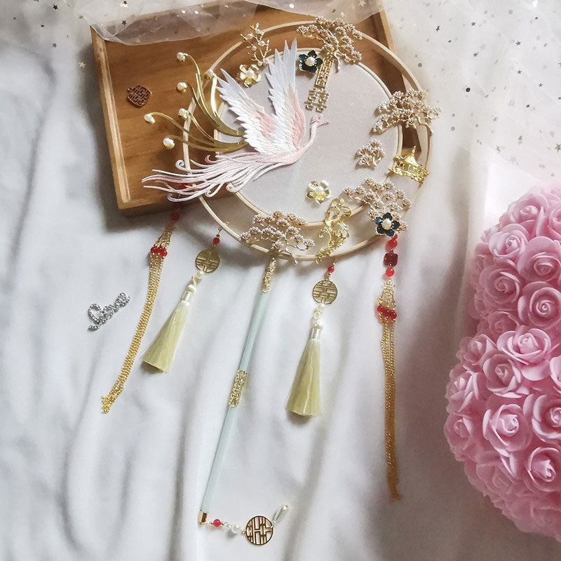 Chinese Vintage Phoenix Bride Hand Held Fans