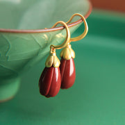 Oriental Vintage Red Agate Drop Dangle Earrings