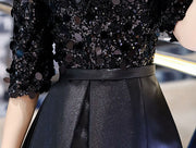 Black Sequined Fit & Flare Off-Shoulder Dress