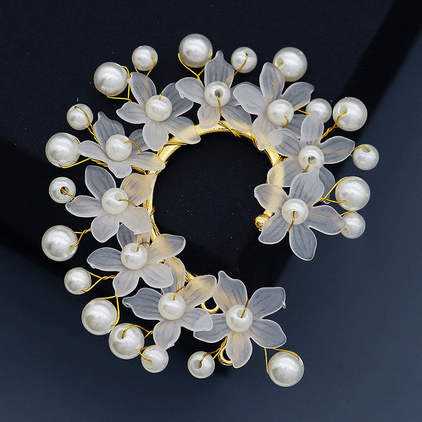 Pearls Flowers Women Ear Cuff Wrap Clip