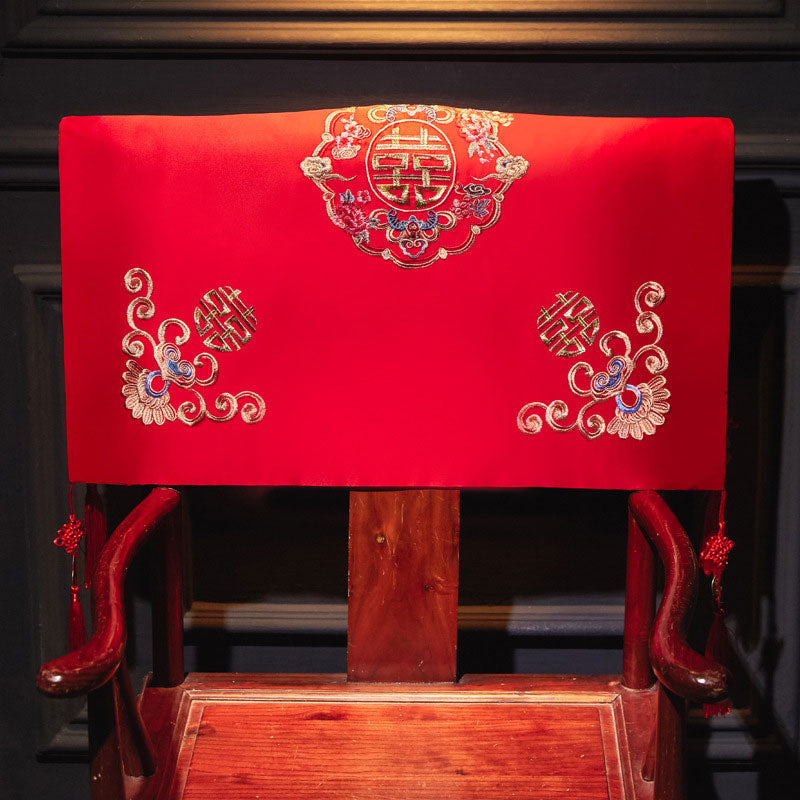 Red Embroidered Floral Phoenix Chinese Wedding Bridal Veil