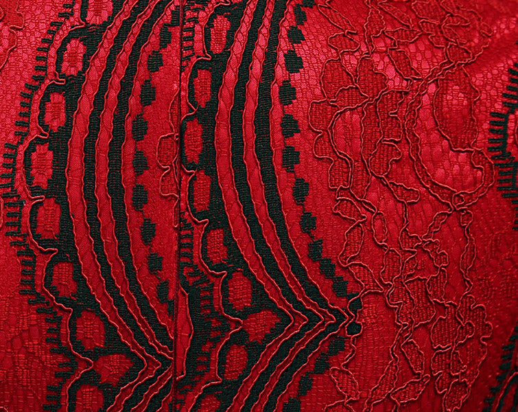Red Lace Ankle-length Qipao / Cheongsam Party Dress
