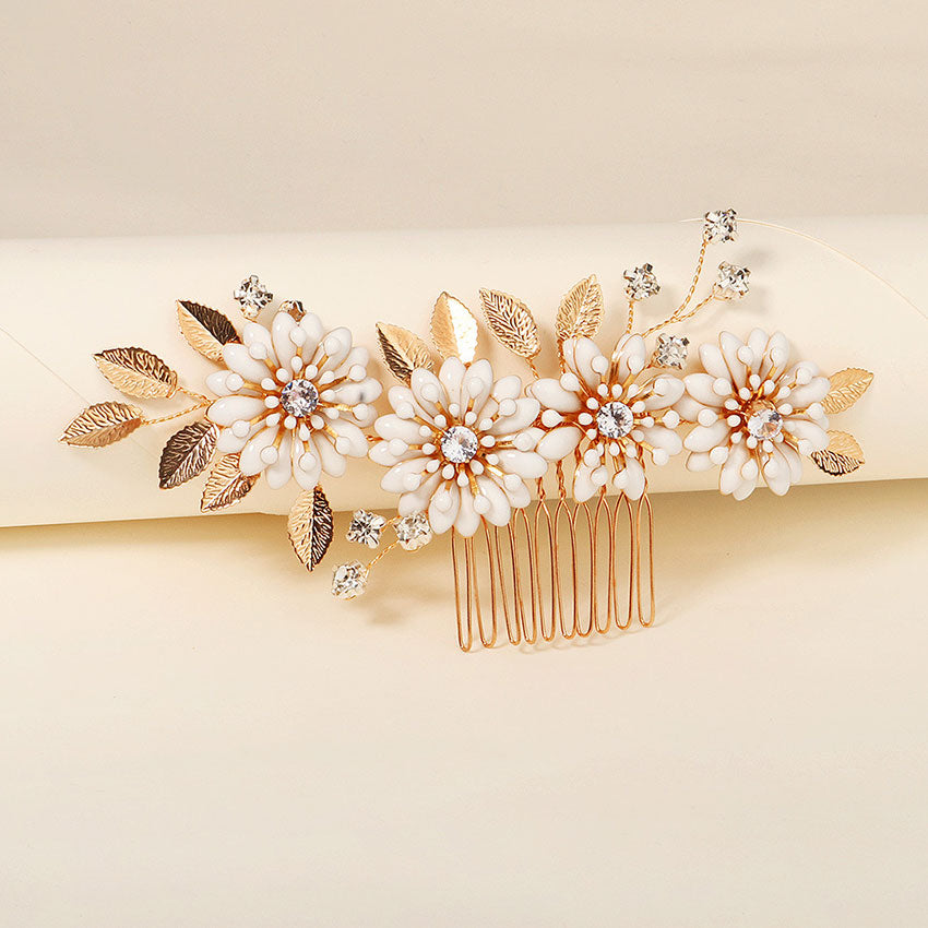 Baroque Flower Leaf Bride Wedding Hair Comb