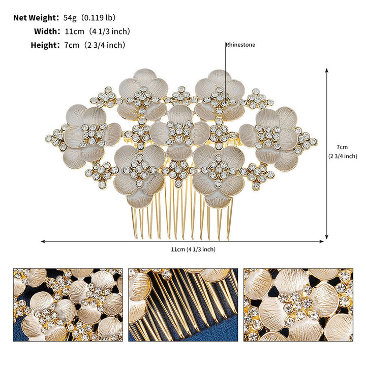 Baroque Rhinestone Flower Wedding Hair Comb Clip