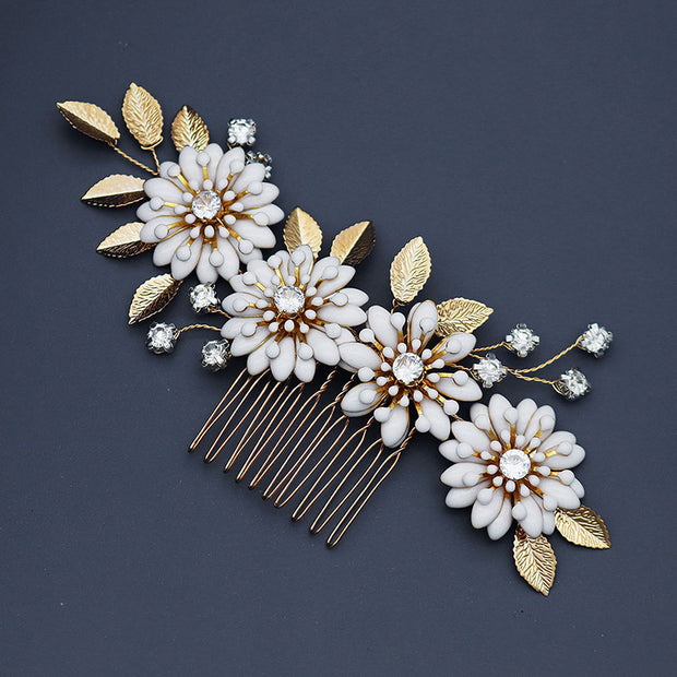 Baroque Flower Leaf Bride Wedding Hair Comb