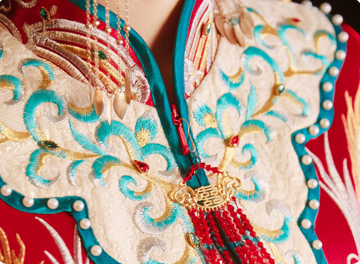 2023 Red Beaded Phoenix Wedding Bride Qun Gua Xiu He