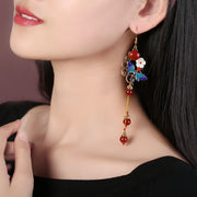 Vintage Red Agate Long Drop Dangle Earrings