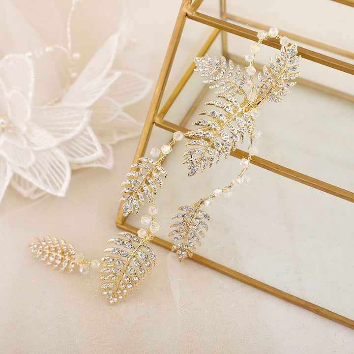 Rhinestone Leaf Wedding Bride Hair Vine Clip