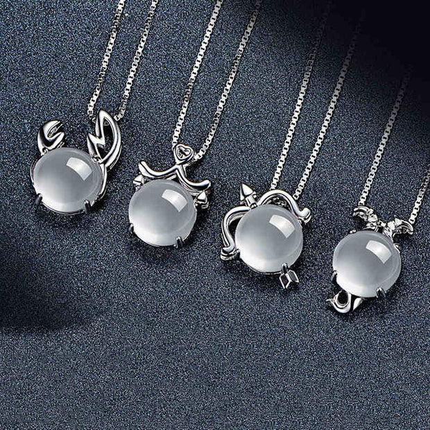 12 Constellation Zodiac Silver Crystal Pendant Necklace