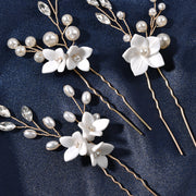 3 Pieces Bridal Flower Pearl Hair Pins