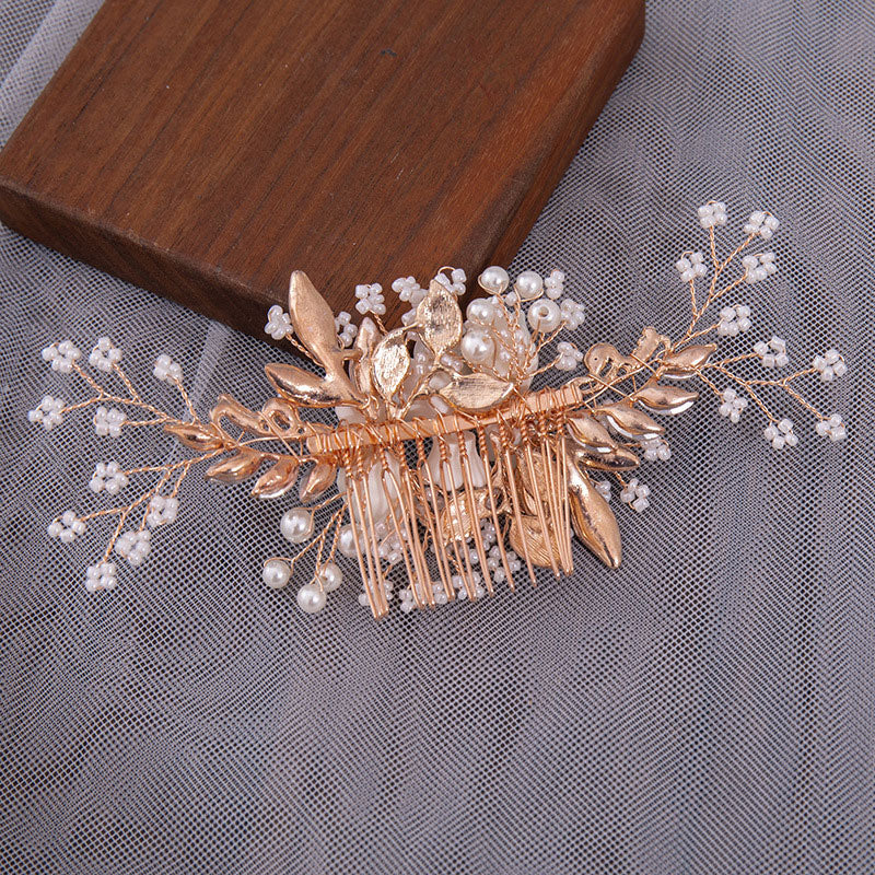 Pearls Crystal Flower Wedding Bride Hair Comb Clip