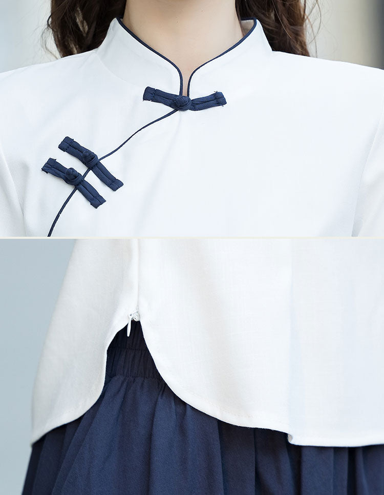 White Embroidered Cheongsam Qipao Blouse Top