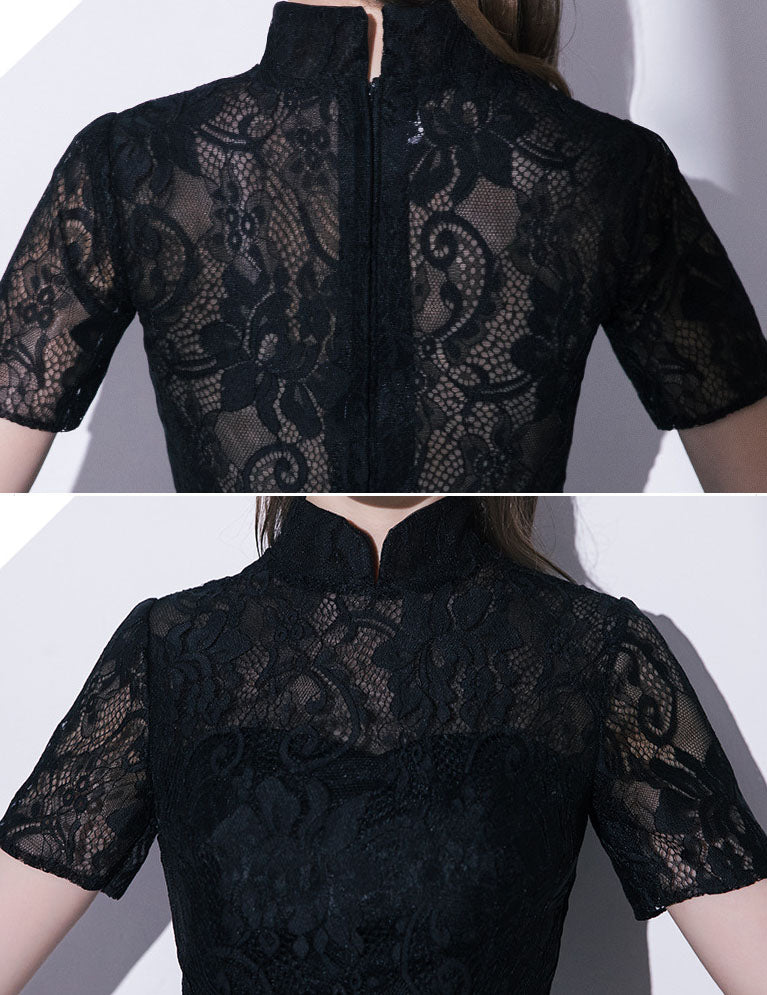 Black Gray A-Line Tulle Qipao / Cheongsam Party Dress