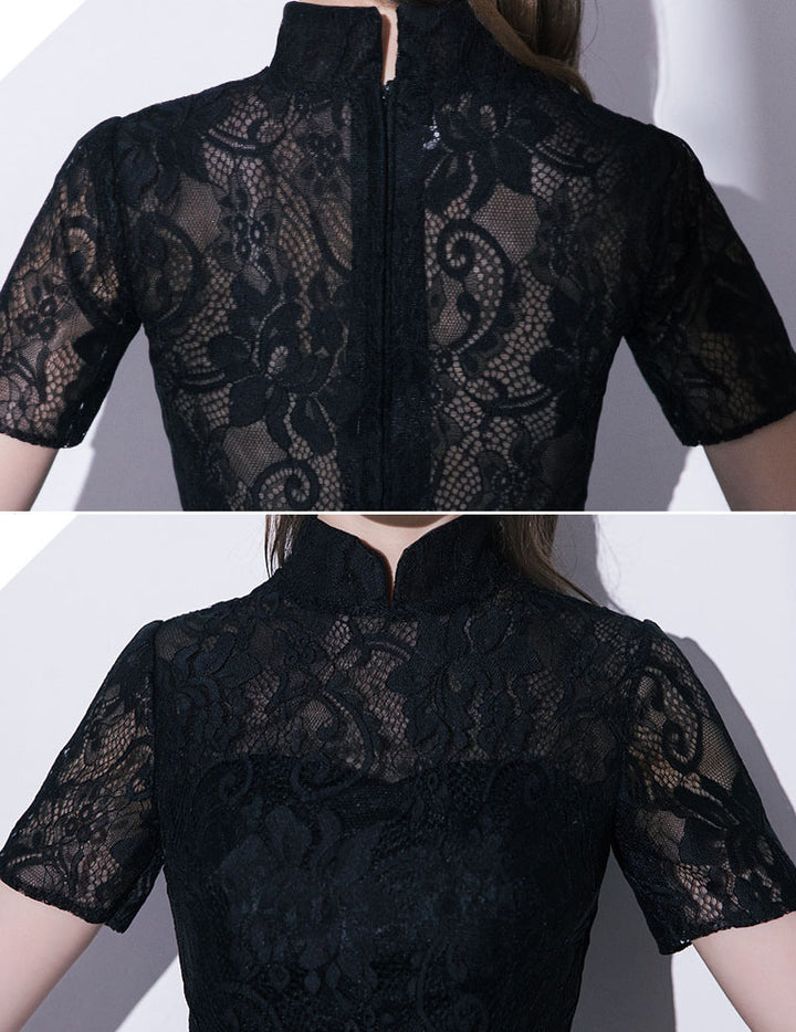 Black Gray A-Line Tulle Qipao / Cheongsam Party Dress