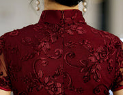 Red Black Mother's Velvet Cheongsam Qi Pao Dress