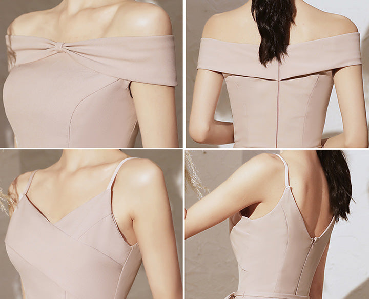 Pink Bridesmaid Ankle Length Belt Wedding Prom Dress