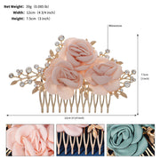 Fabrics Flower Rhinestone Hair Comb Clip