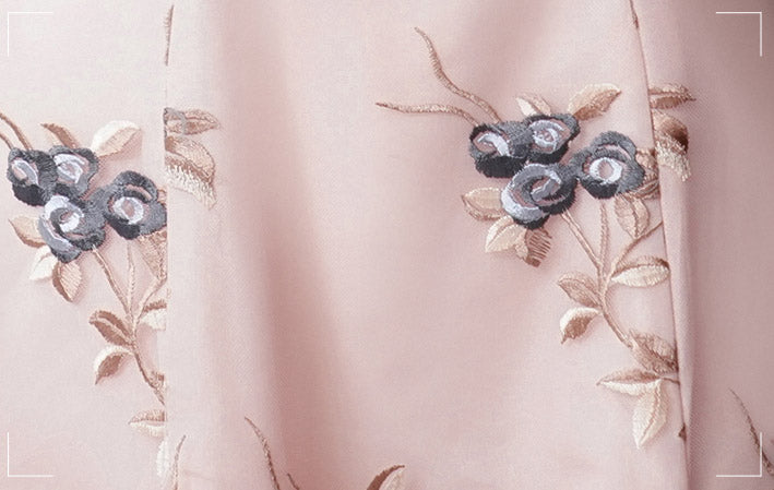 Pink Bridesmaid Short A-Line Floral Qipao Cheongsam Dress