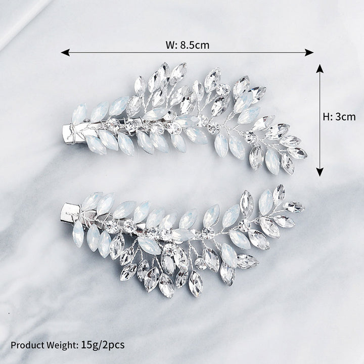 2 Pieces Rhinestone Crystal Flower Bride Wedding Hair Side Clips