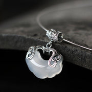 Silver Jade Longeval Lock Beads Pendant Necklace